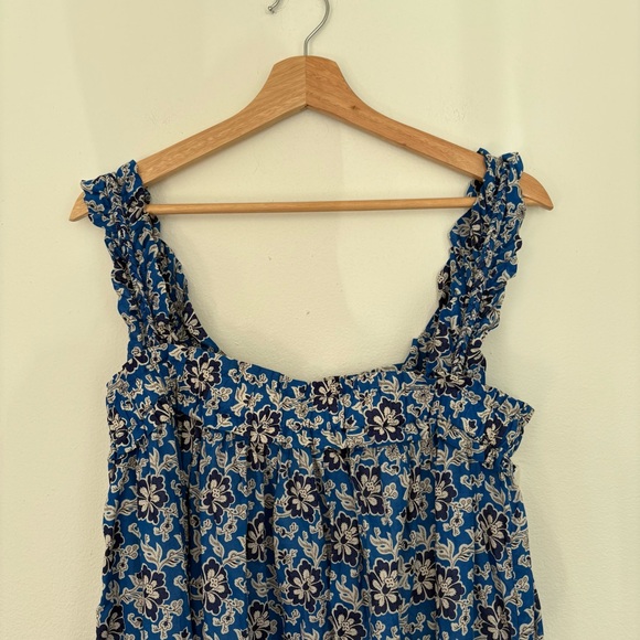 J.Crew‎ || Cotton Voile Ruffle-trim Shift Dress In Cobalt Floral Blue Small - Picture 3 of 9